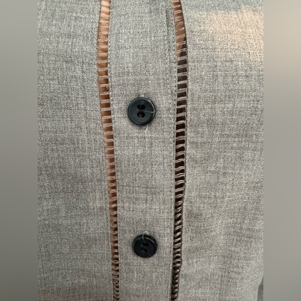 Worth Wool Blend Button Shirt Top Taupe 3/4 Sleeve Womens 14 - Picture 4 of 9